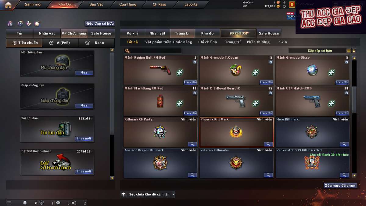 shop acc cf uy tin gia re